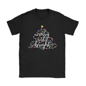 Funny Merry and Bright Christmas Lights Xmas Holiday Short Sleeve T-Shirt