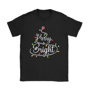 Funny Merry and Bright Christmas Lights Xmas Holiday Short Sleeve T-Shirt