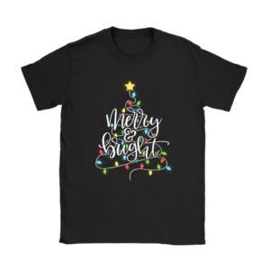 Funny Merry and Bright Christmas Lights Xmas Holiday Short Sleeve T-Shirt