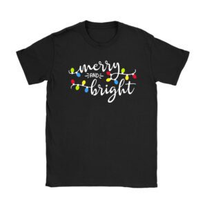 Funny Merry and Bright Christmas Lights Xmas Holiday Short Sleeve T-Shirt