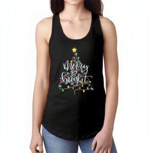 Funny Merry and Bright Christmas Lights Xmas Holiday Short Sleeve Tank Top 1 2