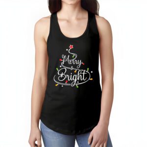 Funny Merry and Bright Christmas Lights Xmas Holiday Short Sleeve Tank Top 1