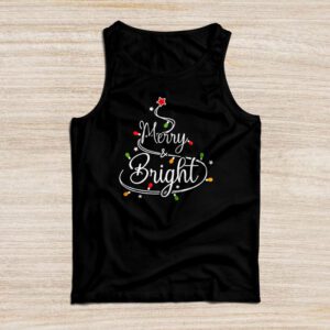 Funny Merry and Bright Christmas Lights Xmas Holiday Short Sleeve Tank Top