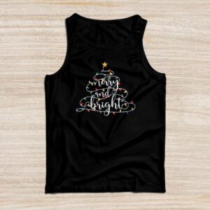 Funny Merry and Bright Christmas Lights Xmas Holiday Short Sleeve Tank Top