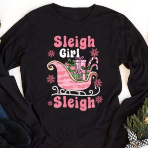 Groovy Pink Christmas Coffee Sleigh Girl Sleigh Xmas Holiday Longsleeve Tee 1