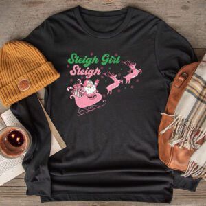 Groovy Pink Christmas Coffee Sleigh Girl Sleigh Xmas Holiday Longsleeve Tee