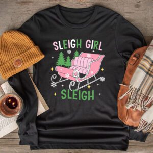 Groovy Pink Christmas Coffee Sleigh Girl Sleigh Xmas Holiday Longsleeve Tee