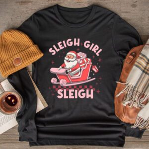 Groovy Pink Christmas Coffee Sleigh Girl Sleigh Xmas Holiday Longsleeve Tee