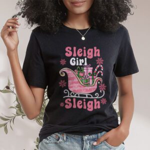 Groovy Pink Christmas Coffee Sleigh Girl Sleigh Xmas Holiday T Shirt 1