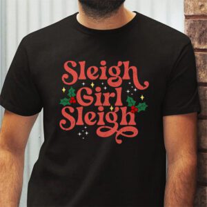 Groovy Pink Christmas Coffee Sleigh Girl Sleigh Xmas Holiday T Shirt 2 1