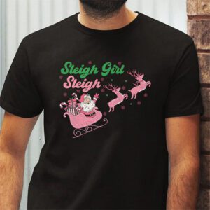 Groovy Pink Christmas Coffee Sleigh Girl Sleigh Xmas Holiday T Shirt 2 2