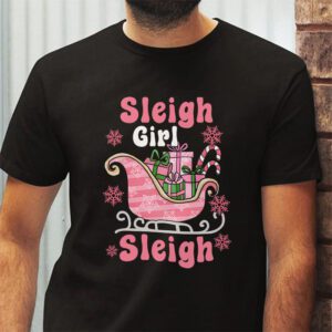 Groovy Pink Christmas Coffee Sleigh Girl Sleigh Xmas Holiday T Shirt 2