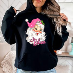 Groovy Vintage Pink Santa Claus Believe Christmas Women Kids Hoodie 1 6