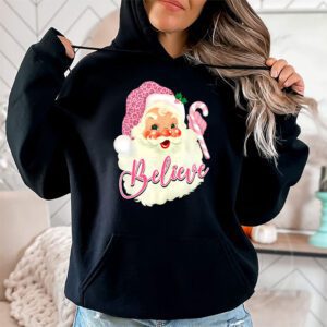 Groovy Vintage Pink Santa Claus Believe Christmas Women Kids Hoodie 1 8