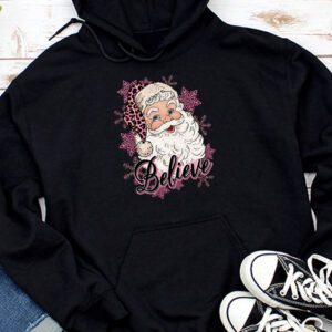 Groovy Vintage Pink Santa Claus Believe Christmas Women Kids Hoodie