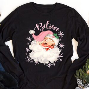 Groovy Vintage Pink Santa Claus Believe Christmas Women Kids Longsleeve Tee 1 Groovy Vintage Pink Santa Claus Believe Christmas Women Kids Longsleeve Tee 1 3