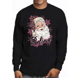 Groovy Vintage Pink Santa Claus Believe Christmas Women Kids Longsleeve Tee 3 7