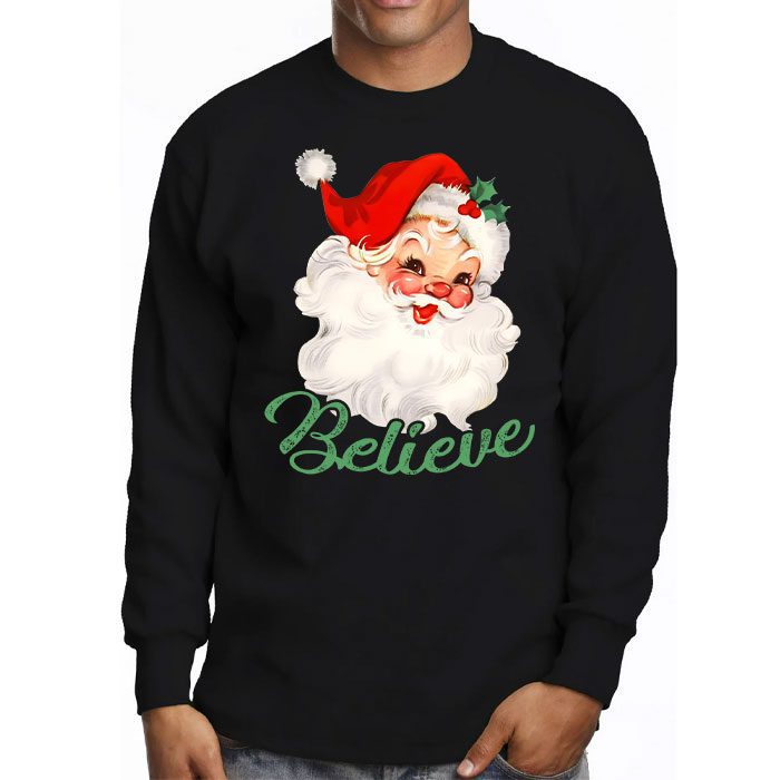 Groovy-Vintage-Pink-Santa-Claus-Believe-Christmas-Women-Kids-Longsleeve-Tee-3 Groovy Vintage Pink Santa Claus Believe Christmas Women Kids Longsleeve Tee 3