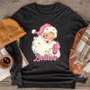 Groovy Vintage Pink Santa Claus Believe Christmas Women Kids Longsleeve Tee