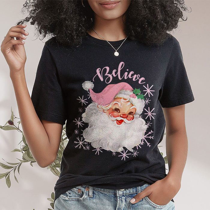 Groovy-Vintage-Pink-Santa-Claus-Believe-Christmas-Women-Kids-T-Shirt-1 Groovy Vintage Pink Santa Claus Believe Christmas Women Kids T Shirt 1 3