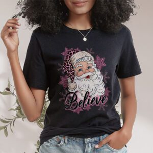 Groovy Vintage Pink Santa Claus Believe Christmas Women Kids T Shirt 1 7