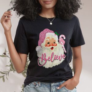 Groovy Vintage Pink Santa Claus Believe Christmas Women Kids T Shirt 1 8