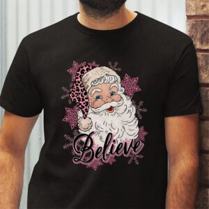 Groovy Vintage Pink Santa Claus Believe Christmas Women Kids T Shirt 2 7