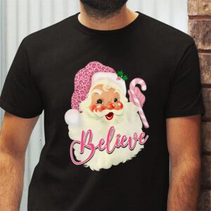 Groovy Vintage Pink Santa Claus Believe Christmas Women Kids T Shirt 2 8