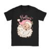 Groovy Vintage Pink Santa Claus Believe Christmas Women Kids T-Shirt