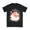 Groovy Vintage Pink Santa Claus Believe Christmas Women Kids T-Shirt