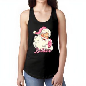 Groovy Vintage Pink Santa Claus Believe Christmas Women Kids Tank Top 1 5