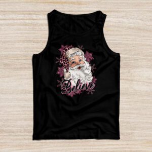 Groovy Vintage Pink Santa Claus Believe Christmas Women Kids Tank Top