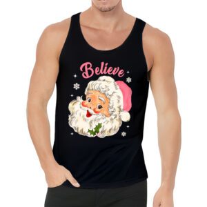 Groovy Vintage Pink Santa Claus Believe Christmas Women Kids Tank Top 3 4