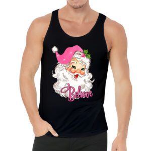 Groovy Vintage Pink Santa Claus Believe Christmas Women Kids Tank Top 3 6