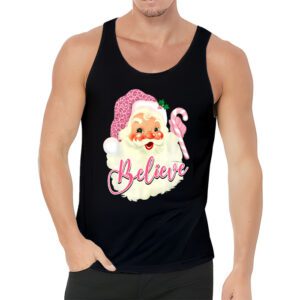 Groovy Vintage Pink Santa Claus Believe Christmas Women Kids Tank Top 3 8