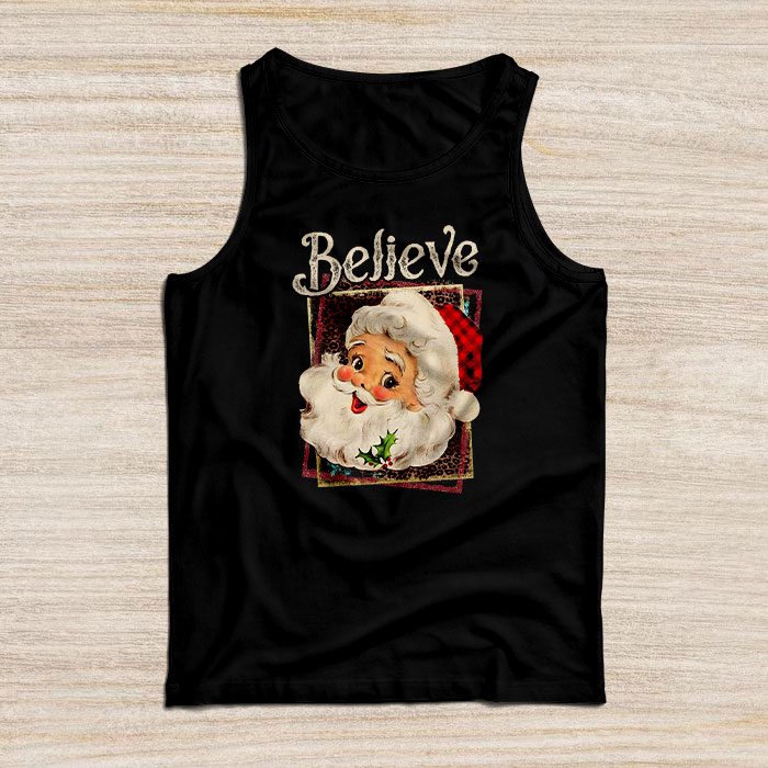 Groovy Vintage Pink Santa Claus Believe Christmas Women Kids Tank Top