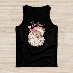 Groovy Vintage Pink Santa Claus Believe Christmas Women Kids Tank Top