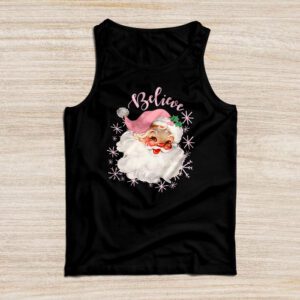 Groovy Vintage Pink Santa Claus Believe Christmas Women Kids Tank Top