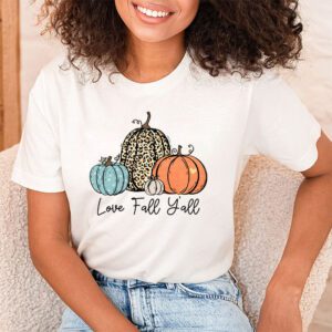 Hello Fall Pumpkin Love Fall YAll Leopard Peace Love Fall T Shirt 1 3