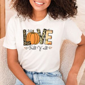 Hello Fall Pumpkin Love Fall YAll Leopard Peace Love Fall T Shirt 1