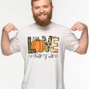 Hello Fall Pumpkin Love Fall YAll Leopard Peace Love Fall T Shirt 2