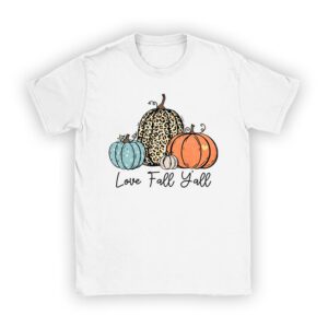 Hello Fall Pumpkin Love Fall Y’All Leopard Peace Love Fall T-Shirt