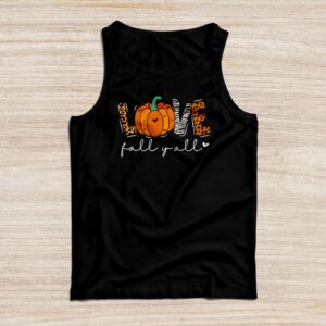 Hello Fall Pumpkin Love Fall Y’All Leopard Peace Love Fall Tank Top