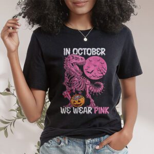 In October We Wear Pink Dinosaur Trex Breast Cancer Kids T Shirt 1 1