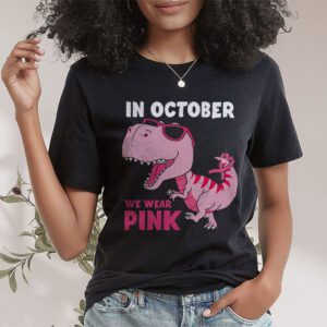In October We Wear Pink Dinosaur Trex Breast Cancer Kids T Shirt 1 2