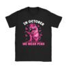 In October We Wear Pink Dinosaur Trex Breast Cancer Kids T-Shirt