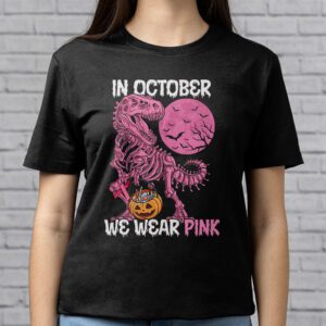 In October We Wear Pink Dinosaur Trex Breast Cancer Kids T Shirt 2 1