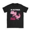 In October We Wear Pink Dinosaur Trex Breast Cancer Kids T-Shirt