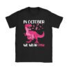 In October We Wear Pink Dinosaur Trex Breast Cancer Kids T-Shirt
