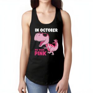 In October We Wear Pink Dinosaur Trex Breast Cancer Kids Tank Top 1 2